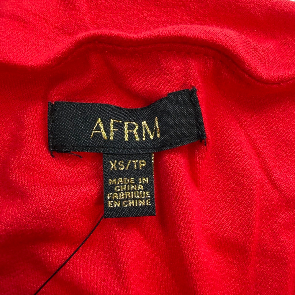 AFRM Red Off Shoulder Top Ruched Long Sleeve Stretch Bodycon XS Night Out - Picture 9 of 12